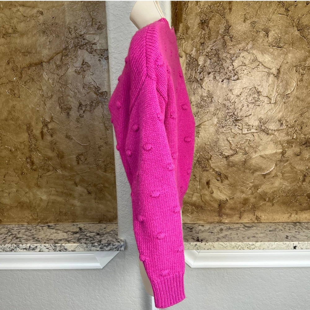 NWT Ann Taylor Bobble Knit Sweater Womens XS Pink Crew Neck Preppy Barbiecore - Picture 5 of 13